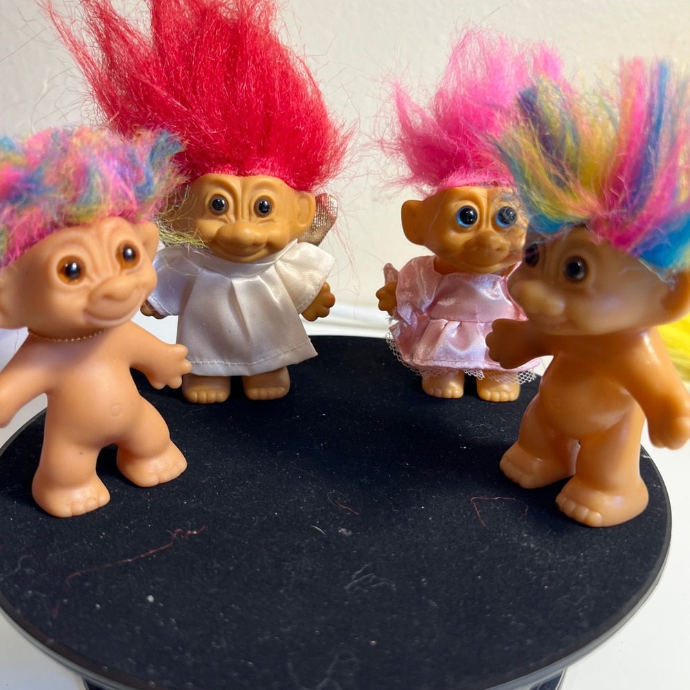 Russ Berrie 3-5" Troll Doll Lot 4pc Multicolor Vtg 90s Angel Ballerina Figures